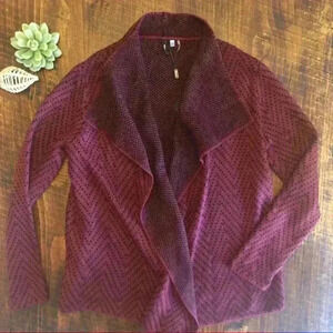 Milano | Red & Black Open Front Drape Cardigan NWT